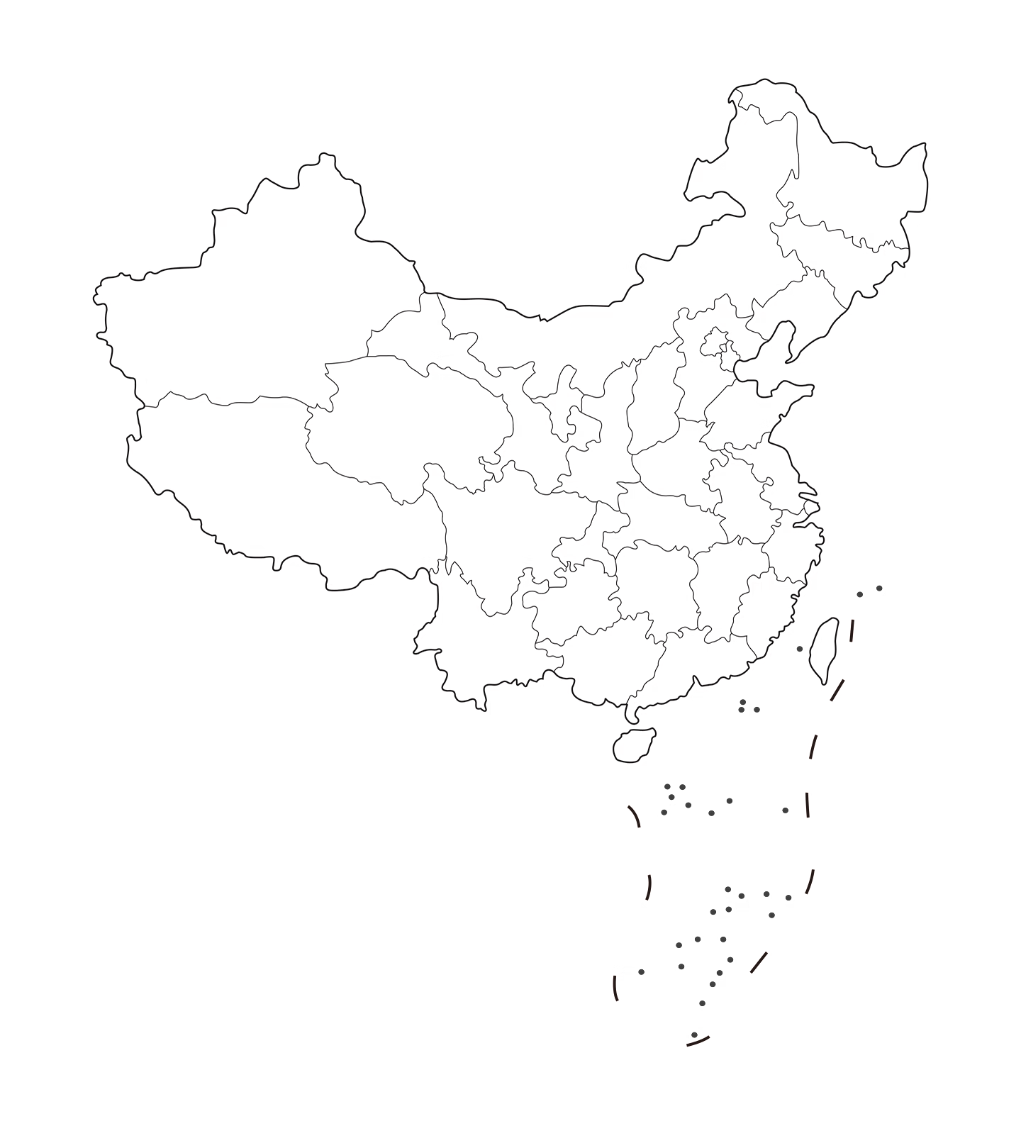 中国省级行政区轮廓图